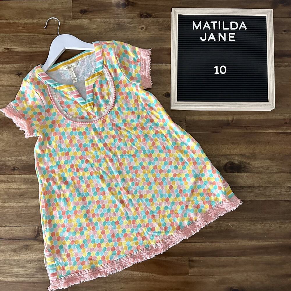 NEW Matilda Jane Dream Chasers Dots On Dots Yellow Pink Swim Fringe Cover Up 10